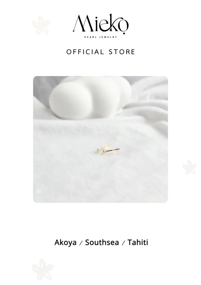 ต่างหูไข่มุกอะโกย่า 2.5-3 มม. ทองคำแท้ 14K — รูปที่ 1
